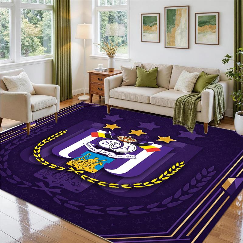 Anderlecht FC Design Crystal Velvet Rug Soft Decorative Mat for Bedroom Entrance
