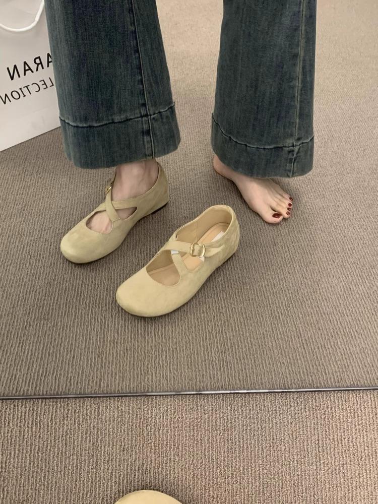 

Простые и универсальные замшевые туфли Мэри Джейн с перекрестной пряжкой и внутренней платформой, женские туфли, для работы, балетки, одинарные туфли, для работы, универсальные 40 абрикосовый