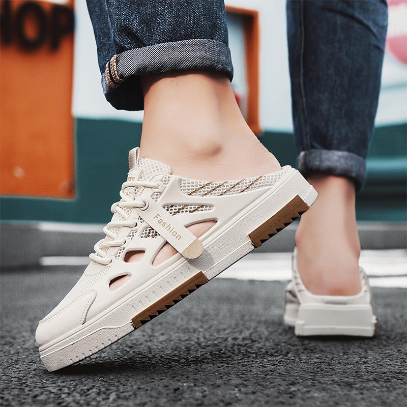 New Summer Men's Breathable Anti Slip Odor Proof Mesh Shoes with Versatile Casual Cooldown  Low Cut Soft Soled Sports Sandals