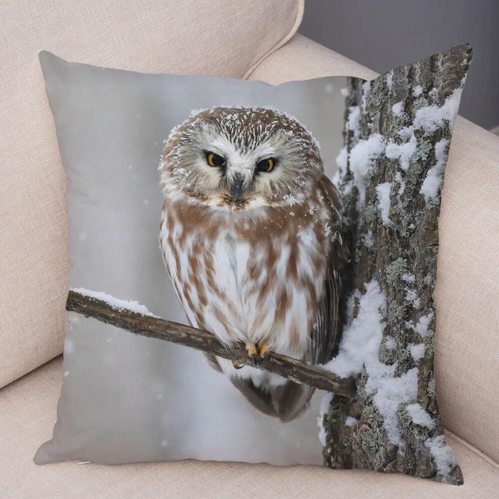 Cute Animal Pillowcase Wild Owl Cushion Cover Decorative Pillowcase Sofa Home Children's Room