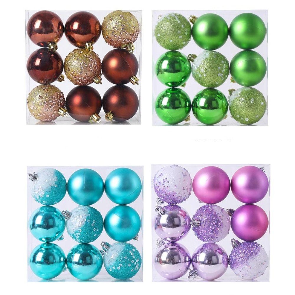 9pcs Creative Christmas Tree Pendant 6cm Hanging Ornament Christmas Ball Set Window