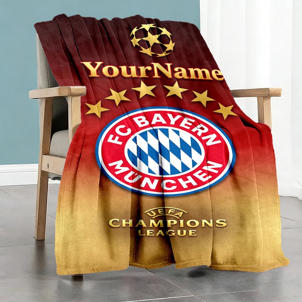Bayern Munich Customize Your Name Blanket Lightweight Customizable Blanket Ultra-Soft Throw For Nap Office Bed Seaside Four Seasons Universal