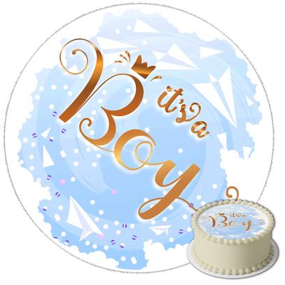 Opłatek Na Tort Motyw Baby Shower Boy 20 Cm - Wegański, Bezglutenowy, Okrągły, Docięty
