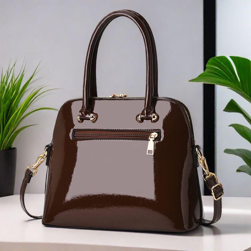 2025 Damen Lackleder Tote: Vielseitige europäische & amerikanische Modehandtasche, Schulter- oder Umhängetasche in Rot & Schwarz.