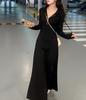 Big Pendulum A-shaped Version Hooded Sweater Dress, High-end Slim-fitting Dress, Women's Waist and Thin Inner Bottom Skirt, Long Style.
