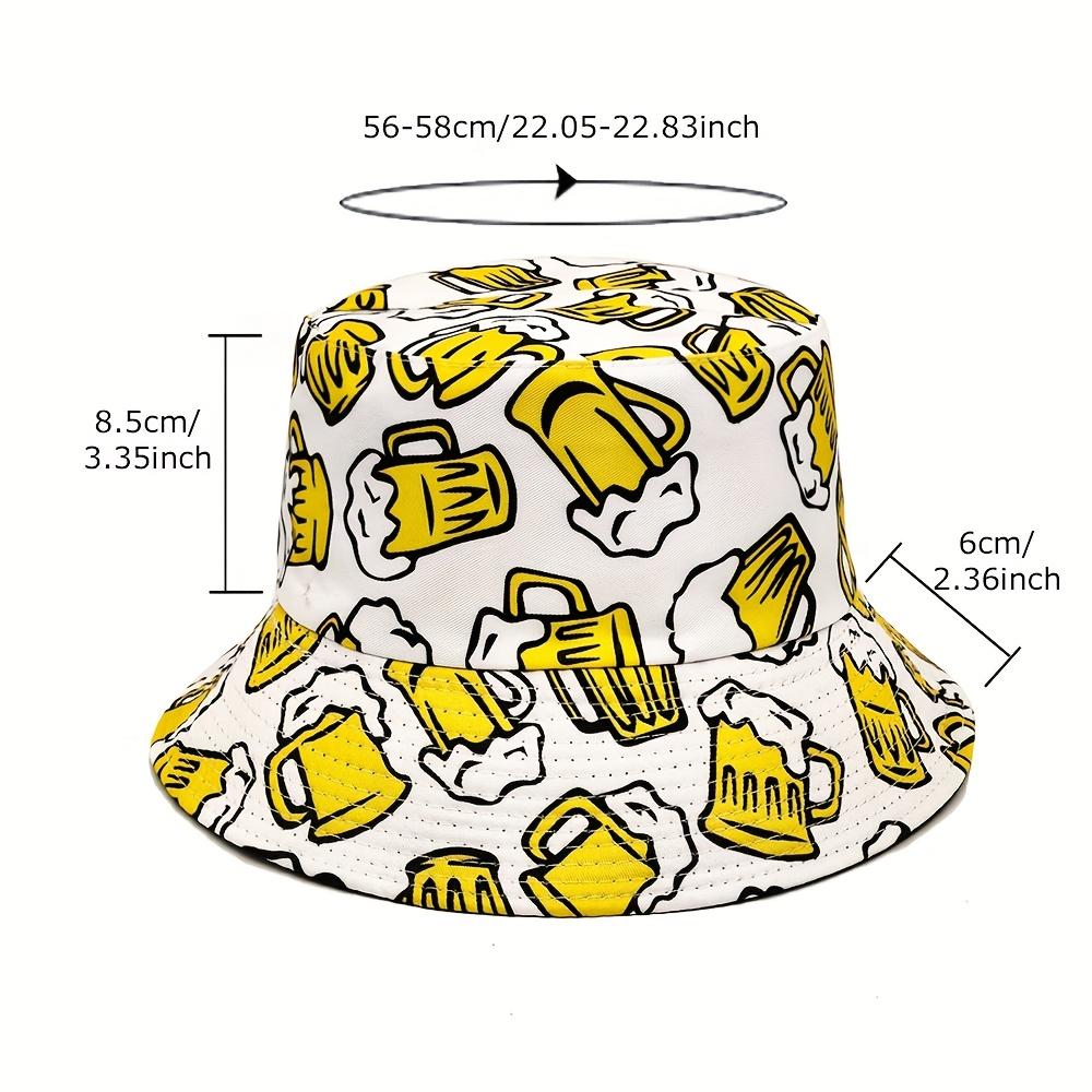 Beer Print Bucket Hat for Men Stylish Polyester Fisherman Cap Perfect for Outdoor Parties Beach Days Beer Festival Celebrations