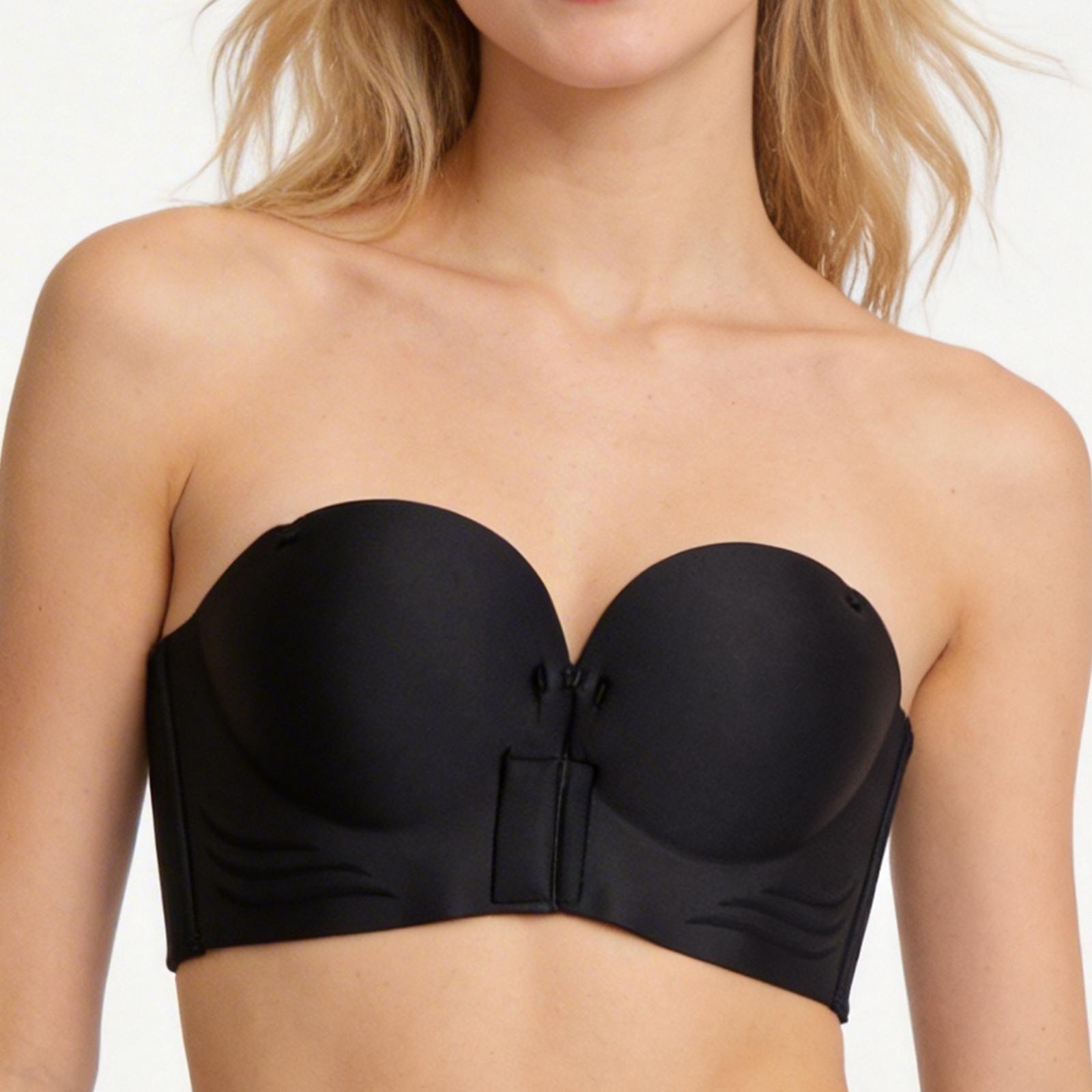 

Zeriluna Strapless front-closure push-up bra3D Cup-shaped design, invisible fit, secure and non-slip, comfortable and breathable Black32/70