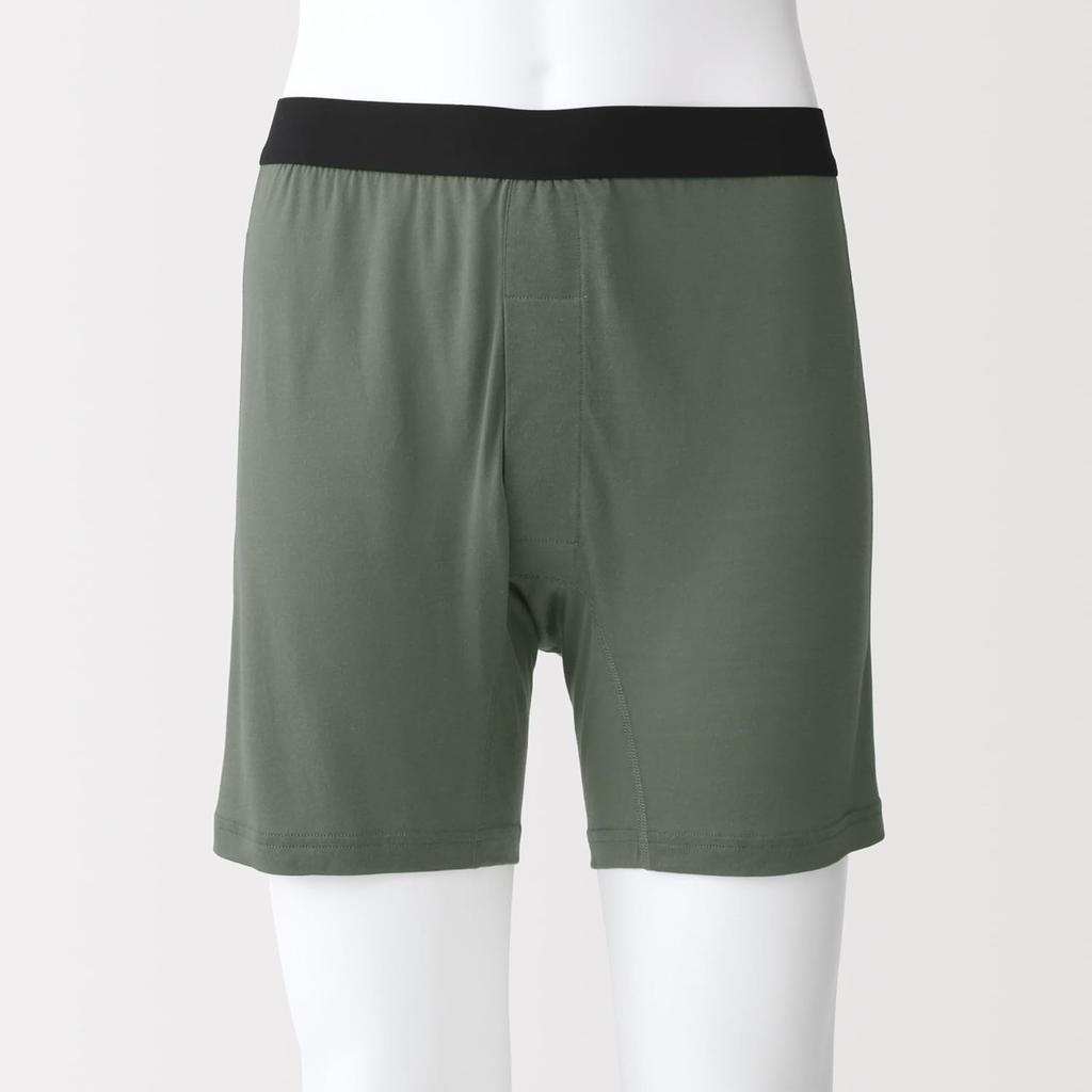MUJI Smooth Knit Boxer Shorts Men's M Smoky Green - Open Front, Japan