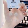 Korean Style Crystal Flower Tassel Earrings: Elegant, Face-Slimming, Fashionable, Long, Trendy Women's Accessory
