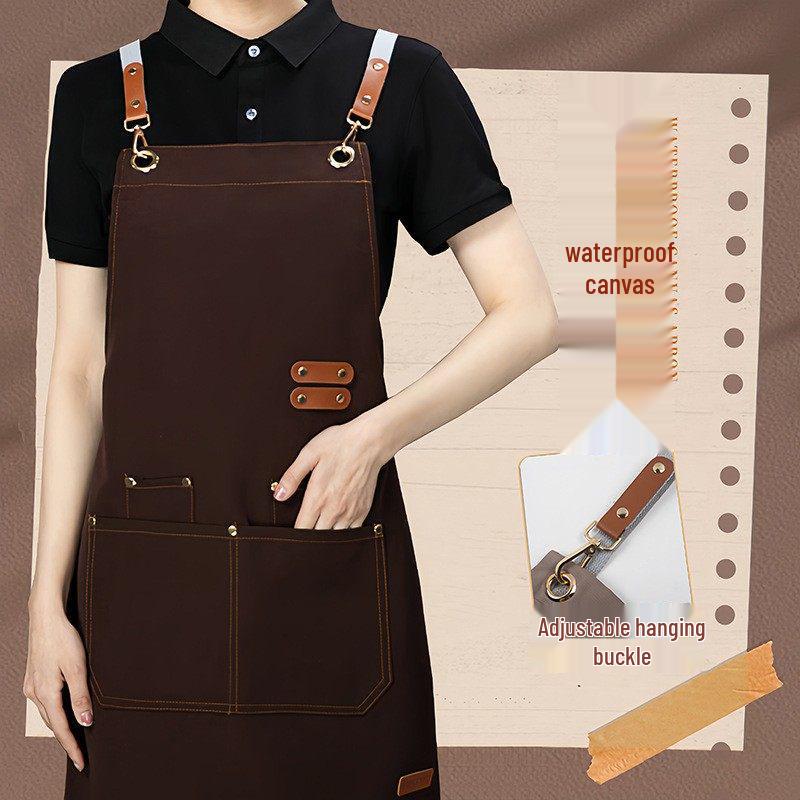 Waterproof Oil-Proof Canvas Apron with Custom Logo for Kitchen & Catering.