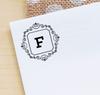 Printtoo Swirl Border Pătrat F Alfabet Monogramă Ștampilă de cauciuc cu autocerneală inițială R-40 Office