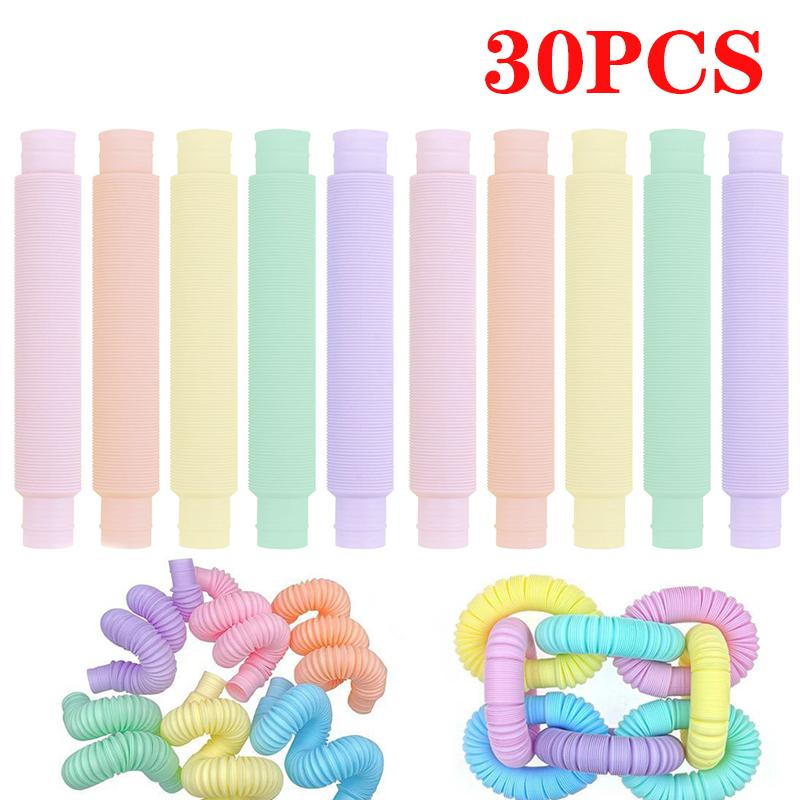5/60Pcs Telescopic Tubes Fidget Toys Stress Relief Stretching Pop Tubes Sensory Toys For Kids Adults Decompression Toys Gifts