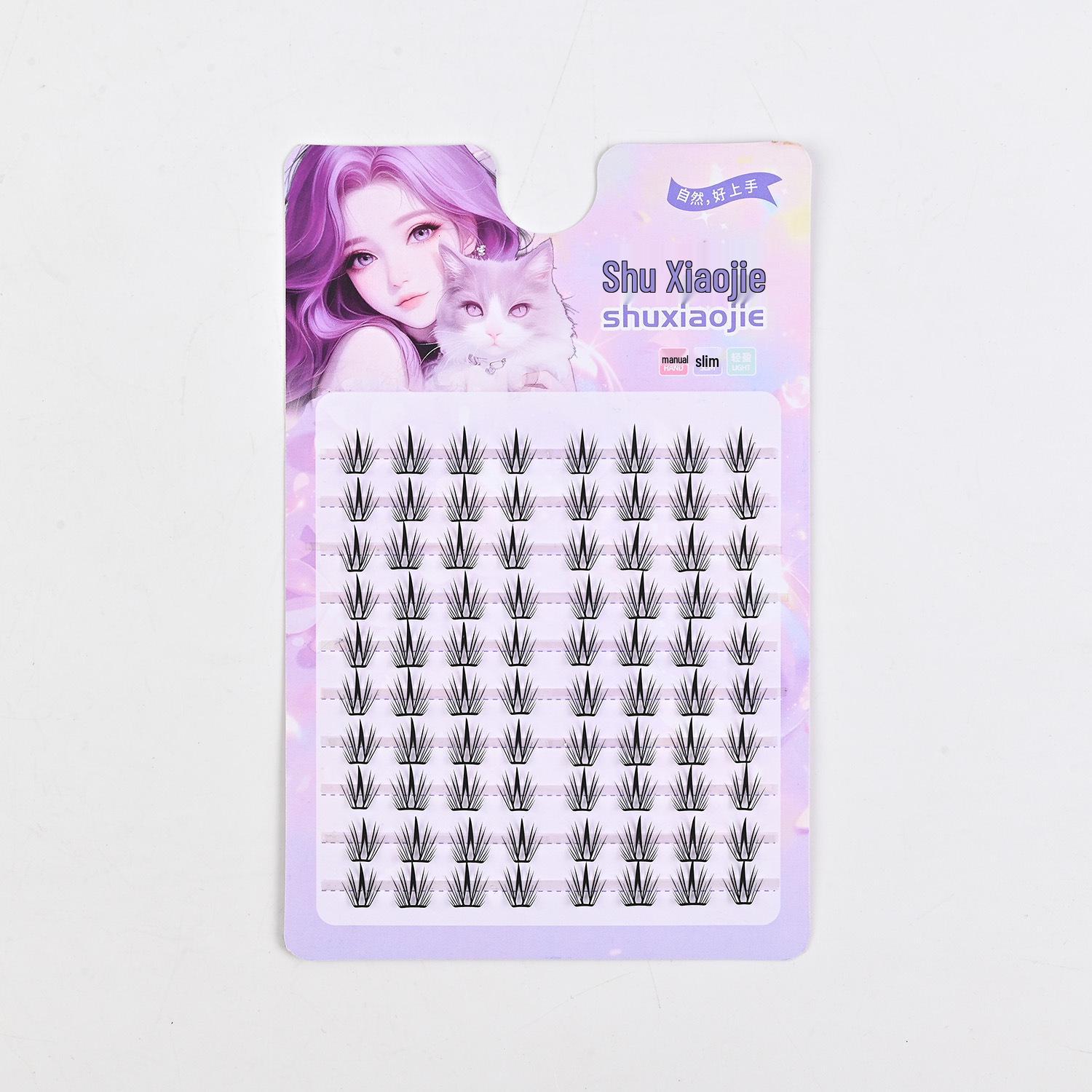 

Самоклеючі накладні вії з порцеляновим візерунком «Синій та білий кульбаба» - 10 рядів натуральних індивідуальних пучків «Маленький олень»