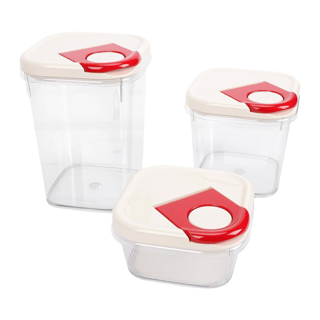 3 Pcs Food Storage Container Airtight Damp Proof Transparent Food Storage Box Set for Kitchen