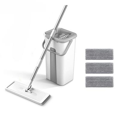 Flacher Squeeze-Mopp mit Eimer, freihändig auswringbarer Bodenreinigungsmopp, Mikrofaser-Mopp-Pads, Reinigungswerkzeuge für den Nass- oder Trockengebrauch