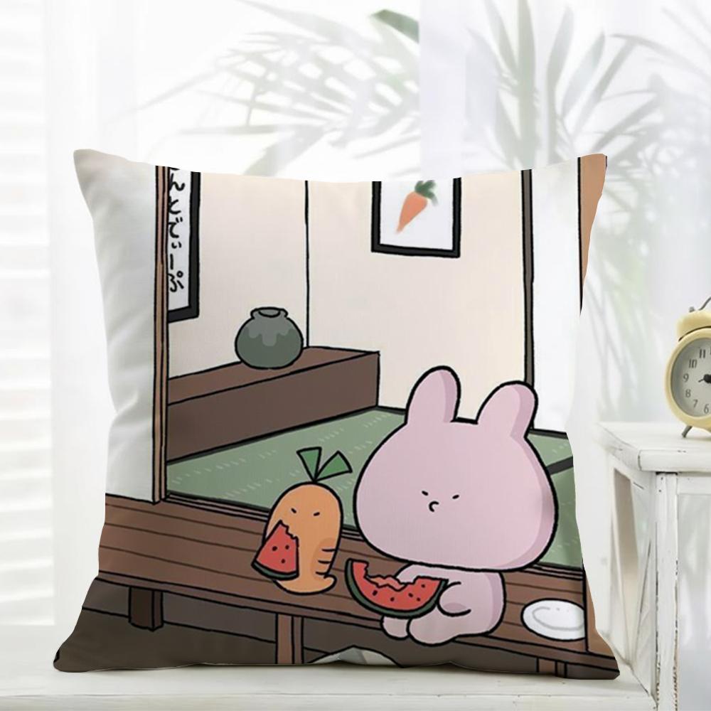 Asamimichaan Asleep Cute Asamimi Cushion Cover comfort Daily Washable Linen Soft  for Sofa Bed Home Room Decor