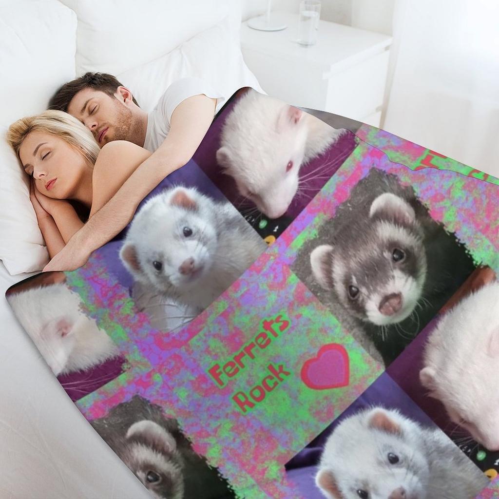 Ferrets Rock photo message Throw Blanket for sofa Tourist warm winter Softest Blankets