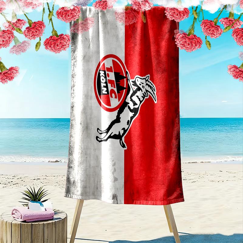 Toalha de Praia Estampada FC Köln, Toalha Grande Macia de Secagem Rápida para Praia Camping Natação