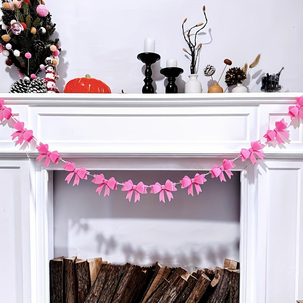 

Runtowo 1pc Felt Bow Garland Flag,Wedding Birthday Party Decoration, Baby Shower Supplies
