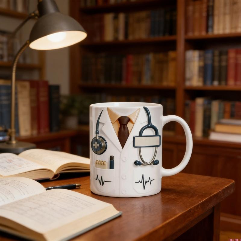 Unikalny kubek do kawy o tematyce szpitalnej z możliwością personalizacji imieniem lekarza Ceramiczny kubek do picia z wygodnym uchwytem Prezent dla pracownika służby zdrowia