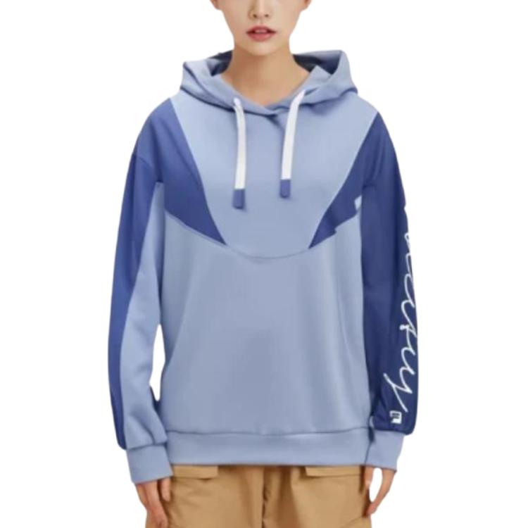 FILA Athletics Color Block Loose Fit Sports Casual Knit Hoodie Women hoodies Iris-Purple A11W231203F-VT