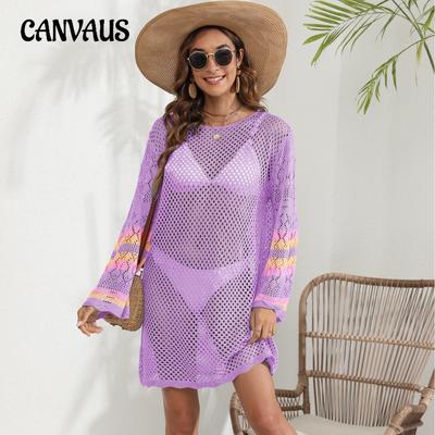 Women's Cover Up Plus Size Beach Vacation Color Patchwork Bikini Over A Dress