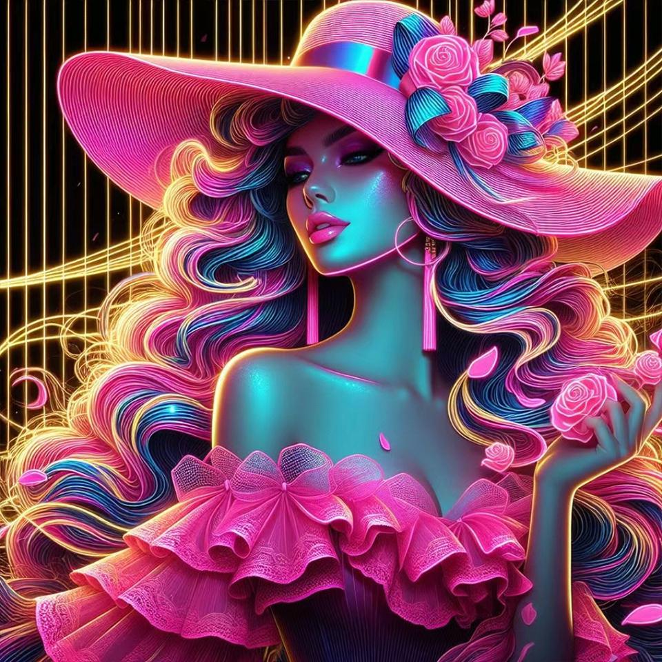 5DDIY Diamond Embroidery Fashion Sexy Women's Painting Mosaic Jewelry Cross Embroidery Round Hat Girl Home Decoration