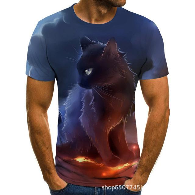 New Men's Short Sleeved T-shirt Cat Series 3D Printed Short Sleeved T-shirt