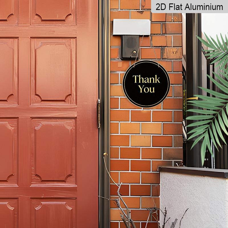 2D Flat Retro Aluminum Wall Stickers In Various Sizes. "Thank You" Sign On A Black Background. A Minimalist, Understated Luxury Style, Perfect for
