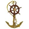 Firefly Home Collection Aluminium Anchor with Ship Wheel Bell Wall Decor, 24" P7-0OBX-YL2W