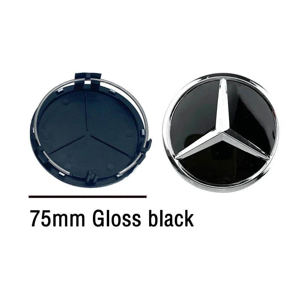 PZQ2   75mm 4pcs Black Silver Car Wheel Center Hub Cap Badge Cover For Mercedes Benz AMG W205 W204 GLC GLK Interior Mouldings LGGQ-Benc