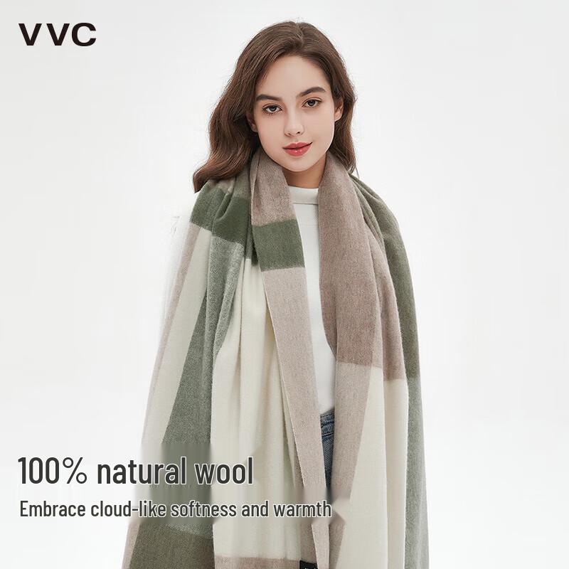 VVC Women's Winter Plaid Wool Scarf & Shawl