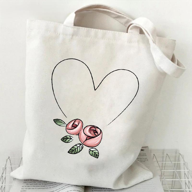 Customizable Canvas Bags spots Love Women Shopper Shoulder Bag Large Handbag Canvas Tote Bags Casual Lady reusable Shopping Bags