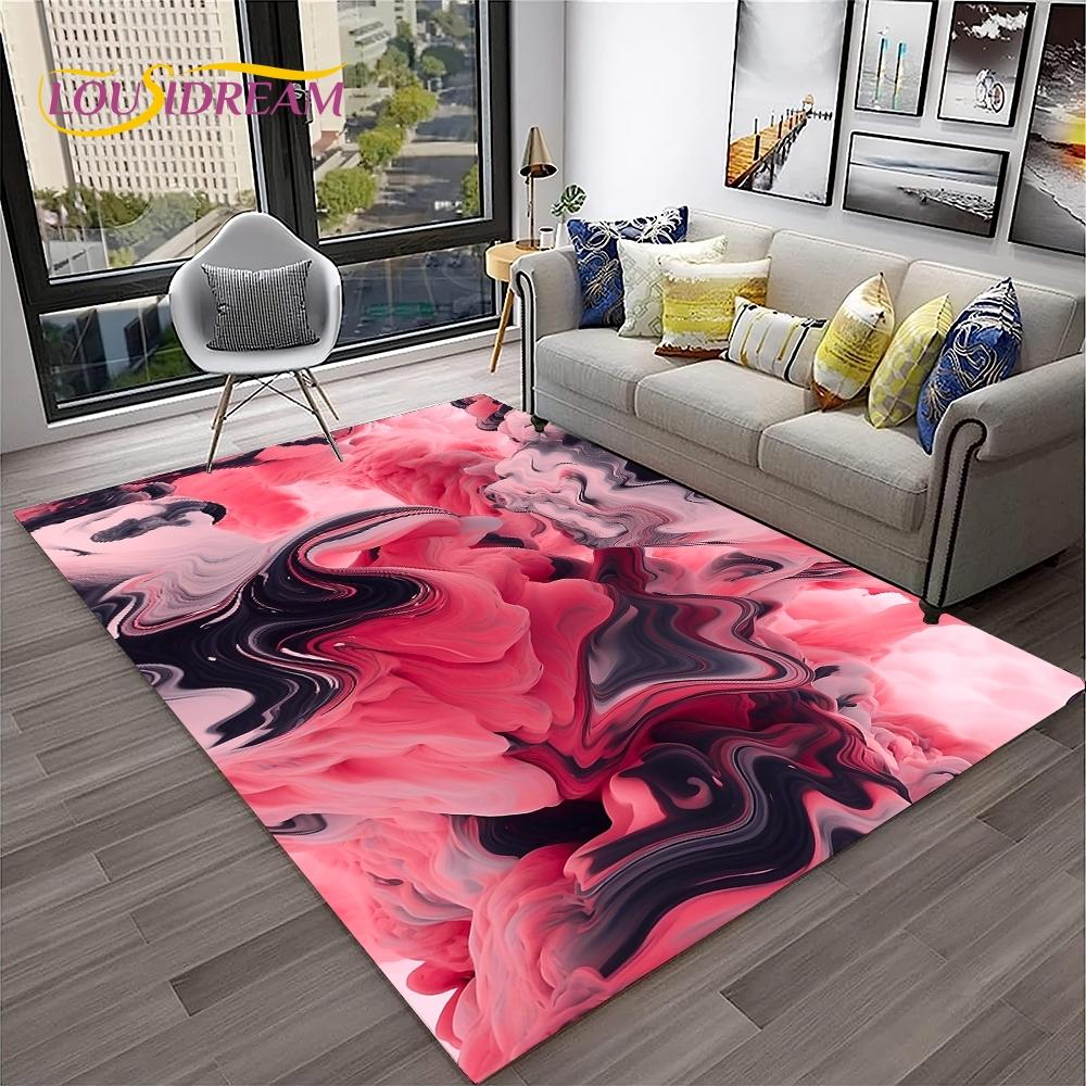 3D Illusion Fluid Colour Irregular Marble HD Carpet Rug for Home Living Room Sofa Doormat Decor,kids Area Rug Non-slip Floor Mat