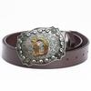 Two-Tone Zinc Alloy Belt with English Letter 'D' and Cowhide Details