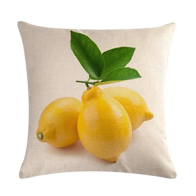 Pineapple Orange Fruit Plant Linen Pillowcase Car Seat Office Cushion Cover Living Room Sofa Decorative Pillowcase 45*45Cm