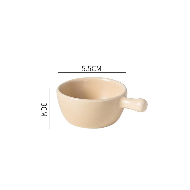 Saucer With Handle Ceramic Small Dish Cream Color Cute Soy Sauce And Vinegar Dish For Dining Room Kitchen Ketchup Dipping Sauce