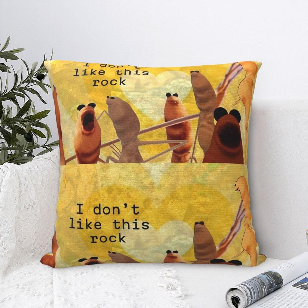 Marcus The Worm Meme Square Pillow Case Polyester Decorative Pillow I Dont Like This Rock Awesome Pillowcover Home Decor