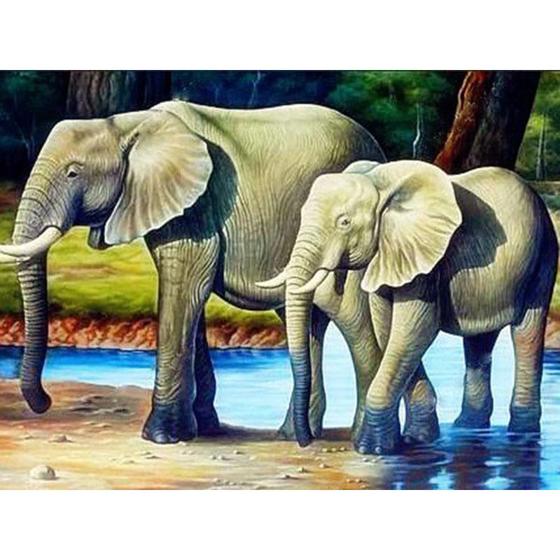 New DIY 5D Diamond Painting Elephant Diamond Embroidery Animal Cross Stitch Full Round Drill Mosaic Art Home Decor Gift
