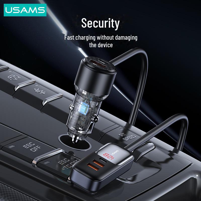 USAMS 165W Dual PD 30W & QC3.0 Fast Car Charger