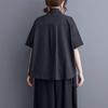 Camisas y blusas de algodón de gran tamaño de manga corta para blusa, tops informales sueltos de verano, camisa con botones para mujer
