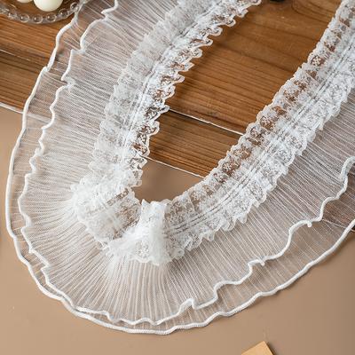 2 Meter plissierte Spitzenbänder Besatz zur Dekoration Partykleid DIY Bastelbedarf Bekleidung Nähzubehör Nähmaterial