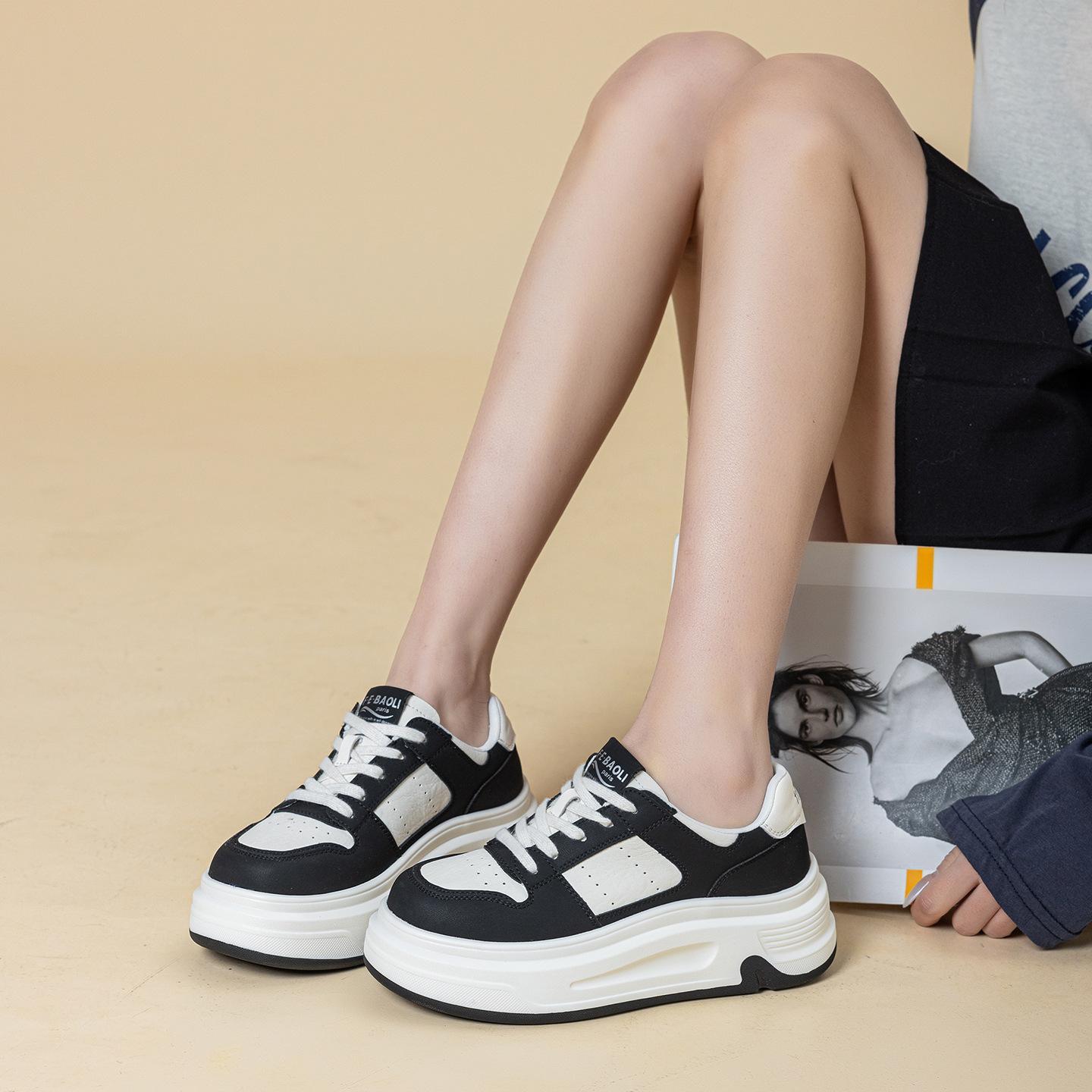 Leather suction film thick-soled new height-increased cm muffin shoes casual board shoes 34