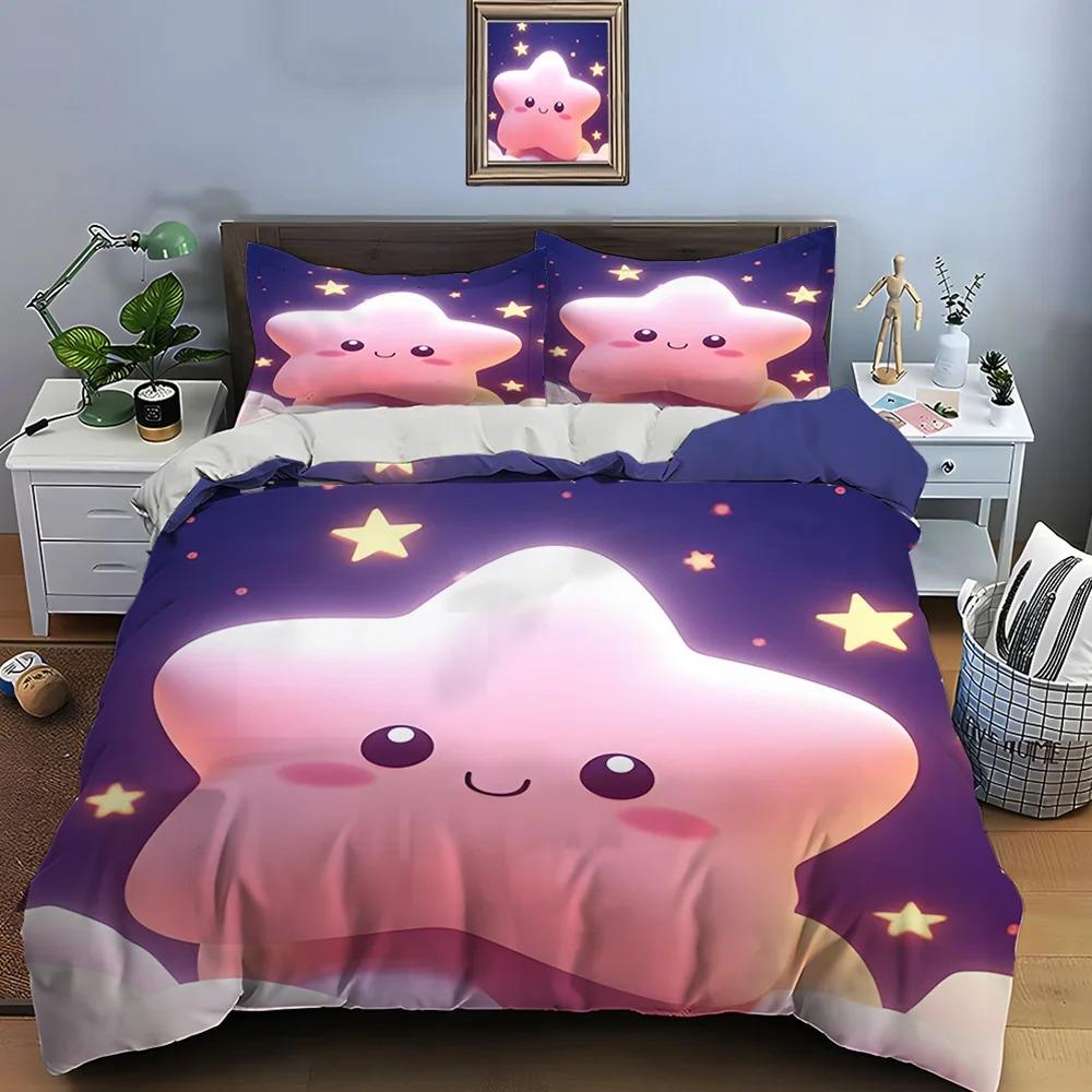 Cute Cartoon Stars Print Bedding Set Duvet Cover 1 Duvet Cover 2 Pillowcases Adult And Kids Bedding Set Luxury Boys Gifts