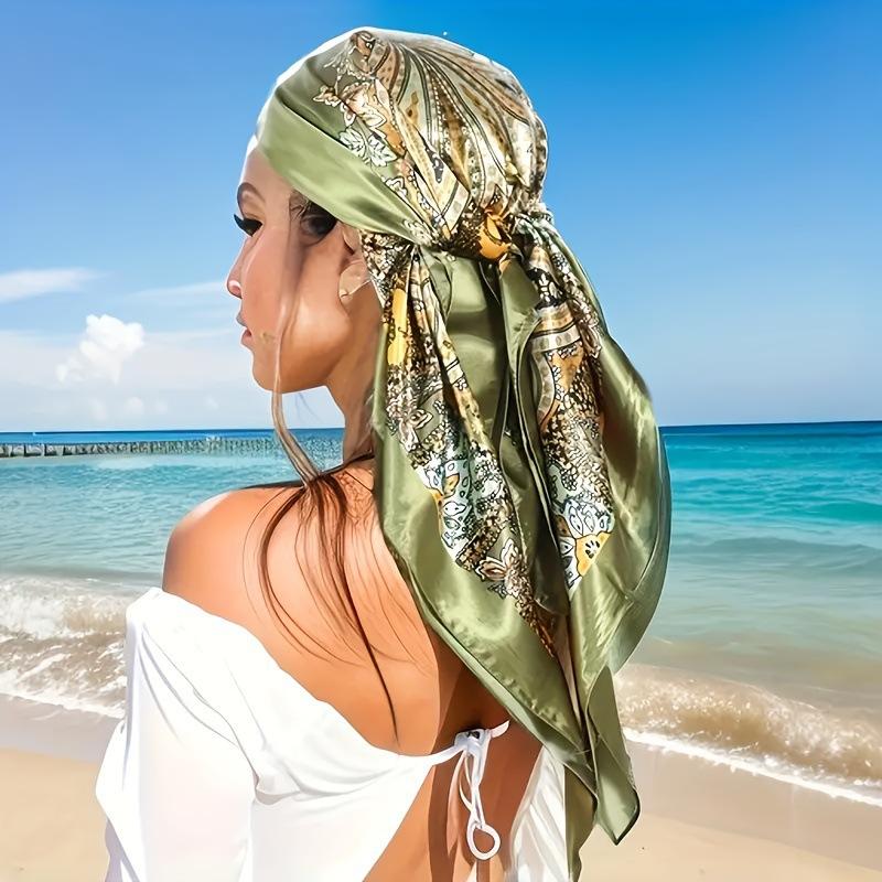 90Cm satin large square scarf headscarf new street retro simple bandanas