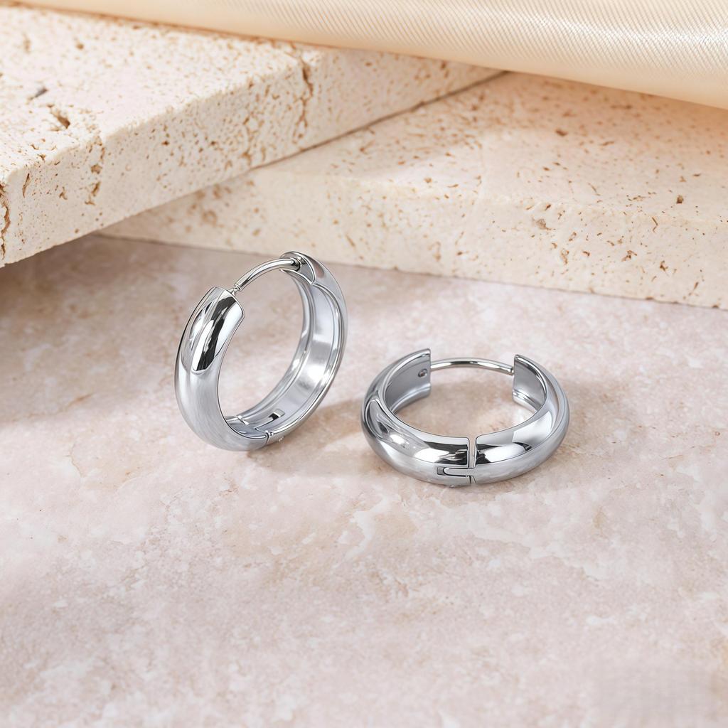 Elegant Titanium Steel Hoop Earrings for Women - Lightweight, Luxurious, Round & Colorfast Accessories