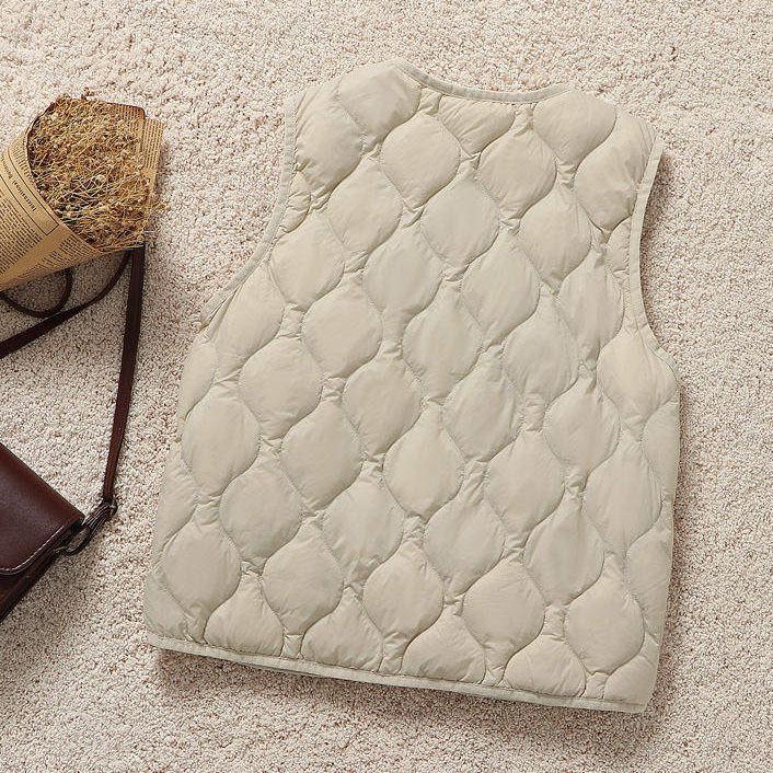 Vestă matlasată ușoară pentru femei, croială slim fit - Îmbrăcăminte exterioară trendy în stil retro