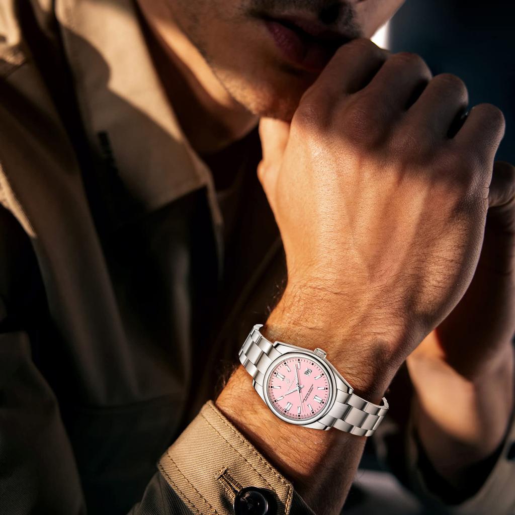 Hodinky Ručičkové Analogové Business Osvěžující Stylové Nerezová Ocel Luminiscenční Vodotěsné Datum Dárek Japonský Návod k Použití Součástí Růžový Pánský Ciferník,