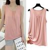 Women's Summer Loose-Fit Pleated Sleeveless Tank Top Solid Color Simple Slimming Lightweight Vest