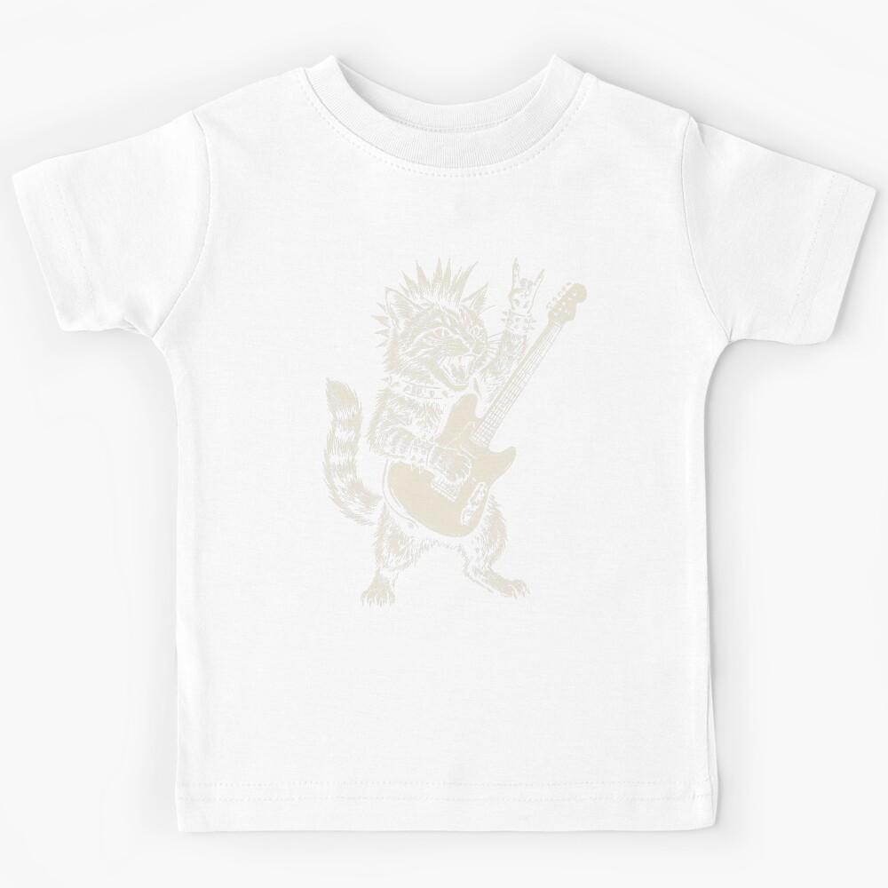 Funny Cat Playing Guitar Rock and Roll Music Rock Kids T-Shirt 110
